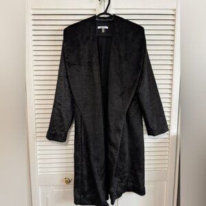 DKNY Black Faux Fur Long Coat